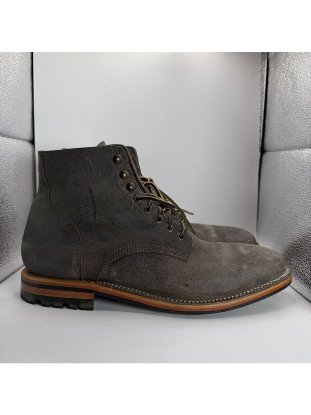 Parkhurst Mens Lace-Up Leather Kudu Boots Vibram Sole Size 12.5 Made In Portugal